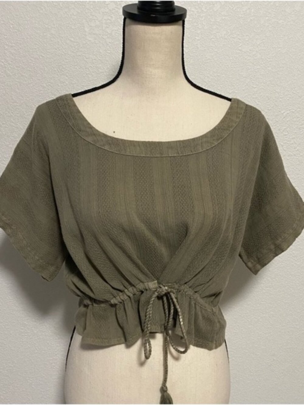 Olive Green Crop Top Blouse
